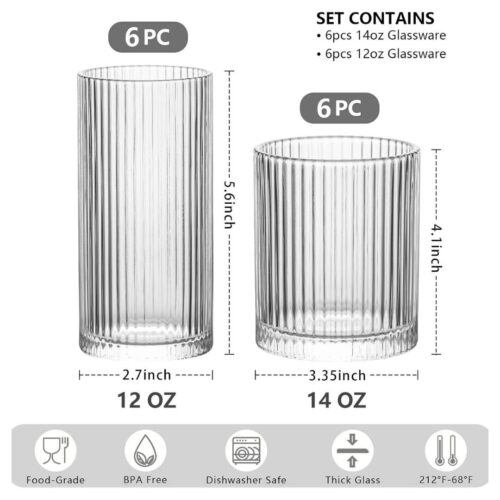 Water Glass – Ribbed – 420 ml Clear - PATRICK - Image 3