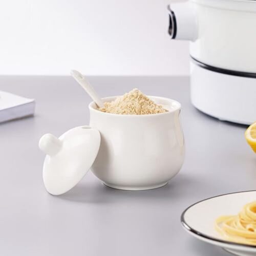 Sugar Dish – Round – White Ceramic - PALMA - Image 2