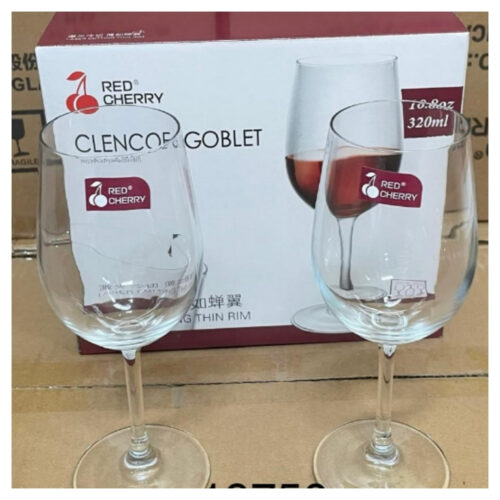 RED CHERRY – Wine Glass – 310 ml Clear - Image 3