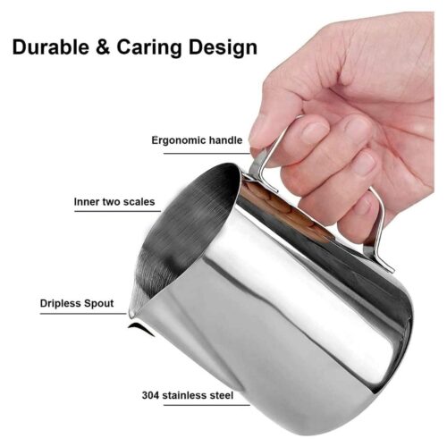 Frothing Jug – 900 ml Silver - DNSS - Image 3