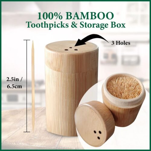 Toothpick Holder – Bamboo-Like – White Ceramic - Image 3