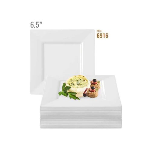 Square Plate – 6.5" White Ceramic - Image 3