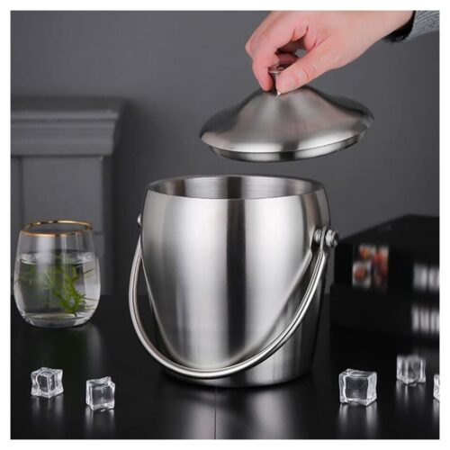 Ice Bucket – Double Walled – 2 L Matte Silver - DNSS - Image 3