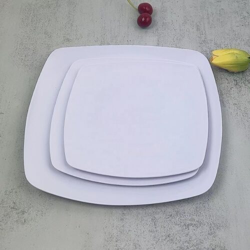 Platter – Square Round Platter – 10" White Ceramic - Image 3