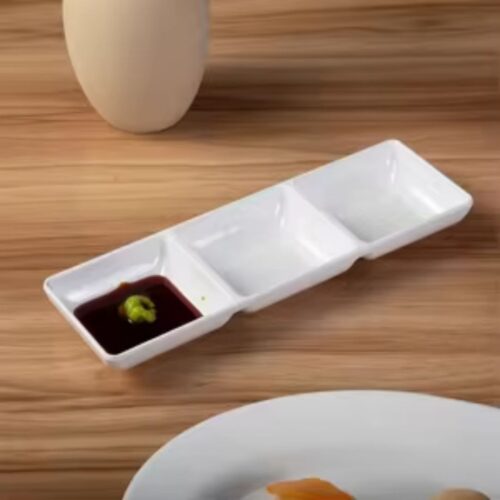 Sauce Tray – Rectangular – White Ceramic - P&T - Image 2