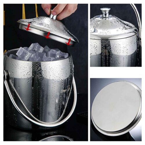 Ice Bucket – Double Walled – 2 L Shiny Silver - DNSS - Image 3