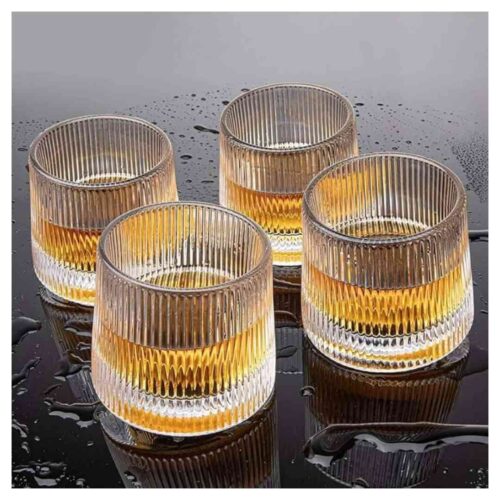 Whisky Glass – Crystal Rocky Ribbed – 150 ml Gold - HUALBO - Image 4