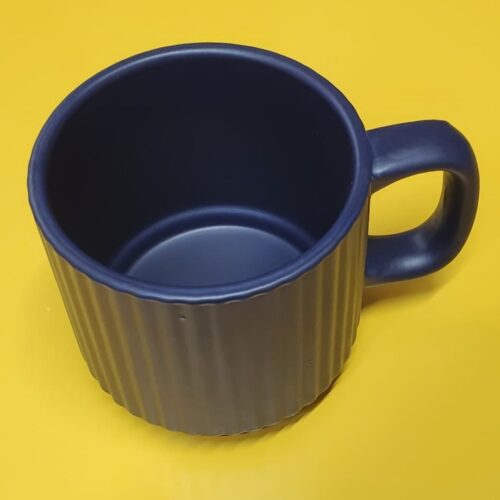 Tea Cup with Saucer – 242 ml Navy Blue Ceramic with Lines - MEXXI - Image 2