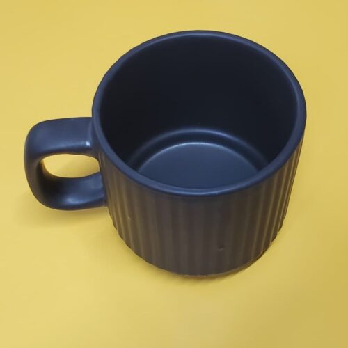 Tea Cup with Saucer – 243 ml Black Ceramic with Lines - MEXXI - Image 2