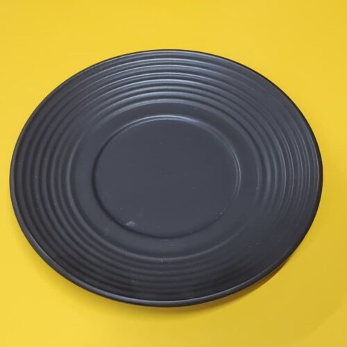 Tea Cup with Saucer – 243 ml Black Ceramic with Lines - MEXXI - Image 3