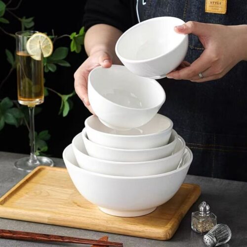 Rice/Cereal Bowl – 5.5" White Ceramic - P&T - Image 3