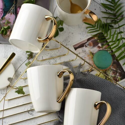 Tea Mug – Black & Gold Ceramic - Image 3