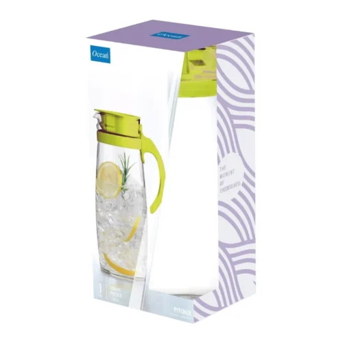 Water Jug – With Green Cover – 1 L Clear - OCEAN - Image 2