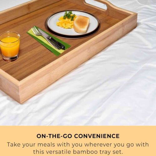 Tray – Bamboo – 28×18 cm, 33×20 cm Light Brown (Set of 2) - DUBAI - Image 1