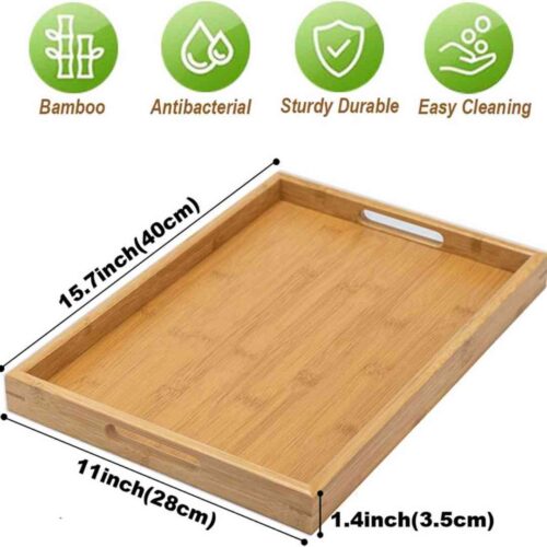 Tray – Bamboo – 28×18 cm, 33×20 cm Light Brown (Set of 2) - DUBAI - Image 2