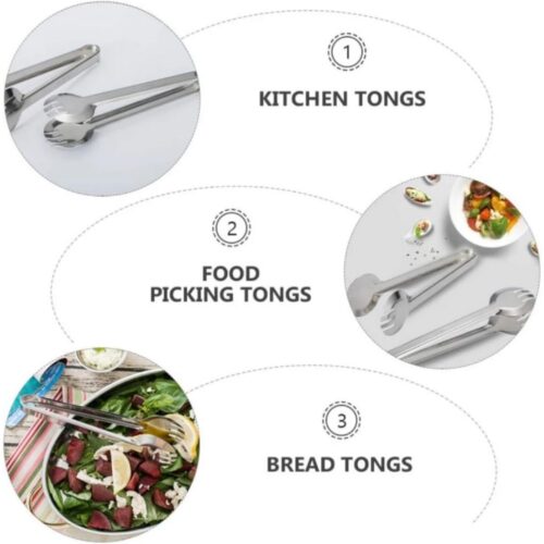 Tongs – Salad – Fork and Spoon – 9" Stainless Steel - DNSS - Image 2