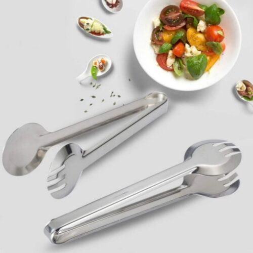Tongs – Salad – Fork and Spoon Side – 11" Stainless Steel - DNSS - Image 1
