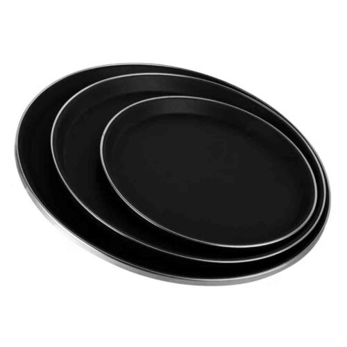 Tray – Non-Slip – 40 cm Round Black with Silver Rim - CHINA - Image 3
