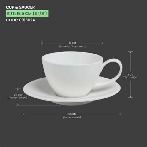 Cappuccino Cup Saucer – White Ceramic - Image 3