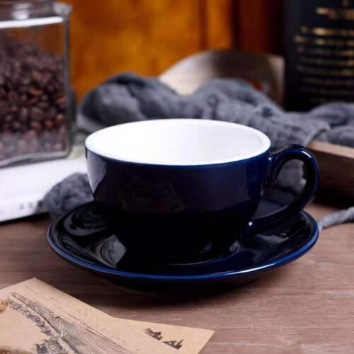 Cappuccino Cup and Saucer – 252 ml Black Ceramic - CHINA - Image 2