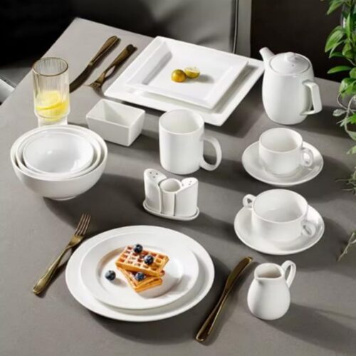 Salt & Pepper Shaker Set – With Toothpick Holder – White Ceramic - PORECELETTA - Image 3