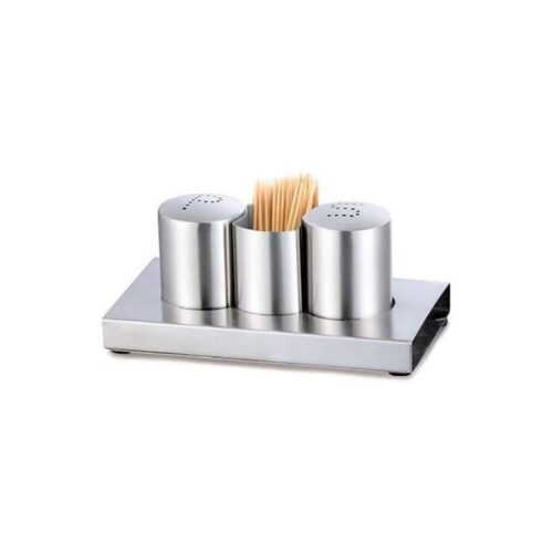 Salt & Pepper Shaker Set – With Toothpick Holder – Stainless Steel - DNSS - Image 3