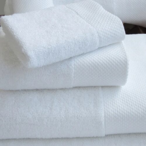 Bath Towel - Bordered White - DPF Dobby - Image 1