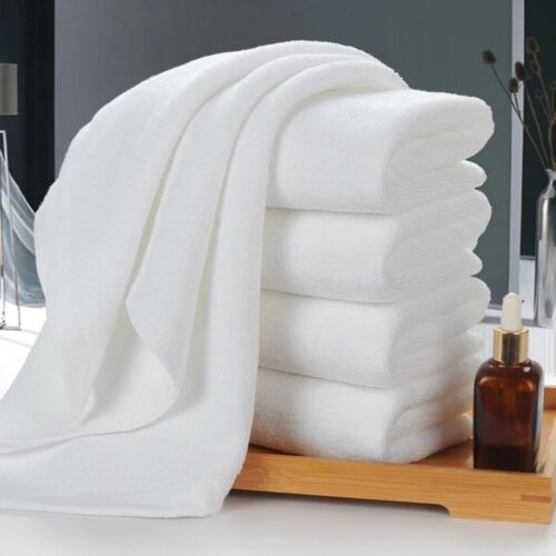 Bath Towel - Bordered White - DPF Dobby - Image 2
