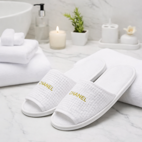 Room Slippers Waffle Open – White Large (China) - Image 3