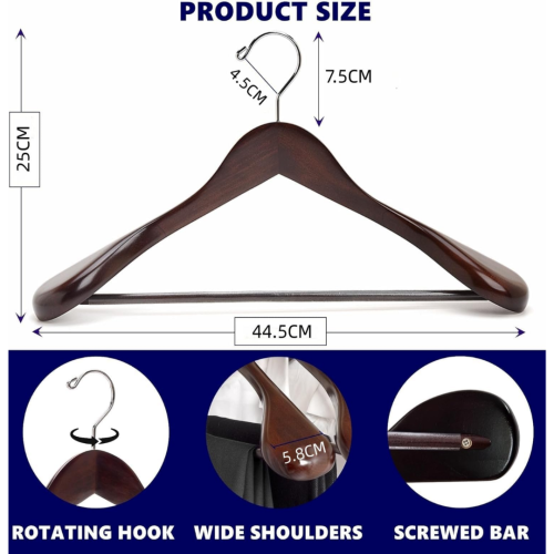 Hangers - Wooden Broad Shoulder – India -MAHOGANY - Image 2