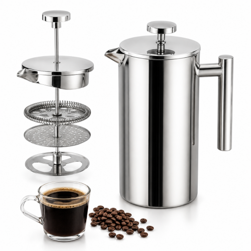 Coffee Plunger – Stainless Steel 900ML (China) - Image 2