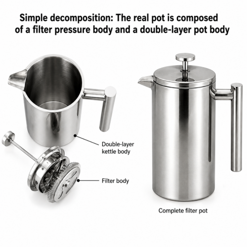 Coffee Plunger – Stainless Steel 1 Litre (China) - Image 2