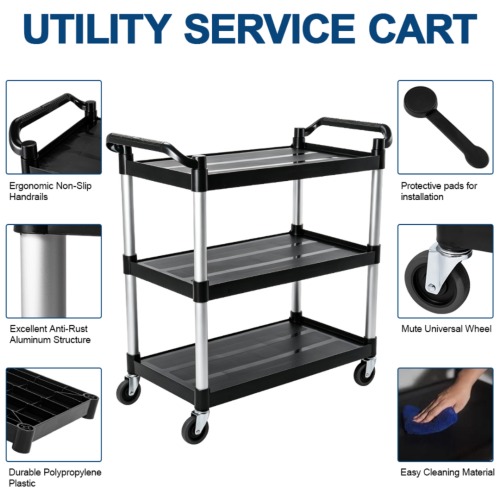 Kitchen Trolley – Stainless Steel 3 Tier (Dubai) - Image 2