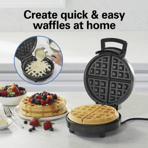 Waffle Maker – Hamilton Black & Silver - Image 3