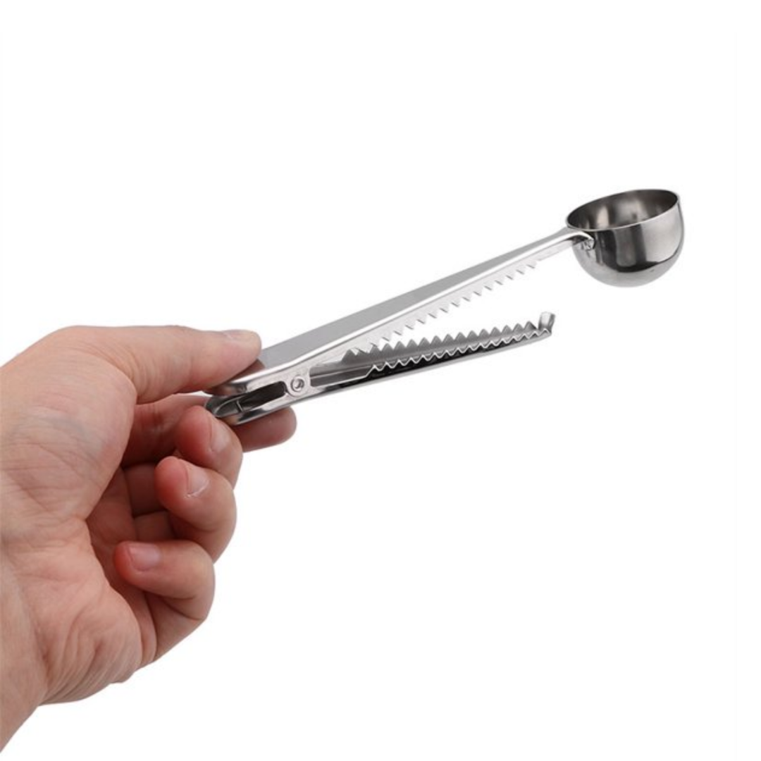 Coffee Scoop Spoon with Clip – Stainless Steel / Brass (USA)